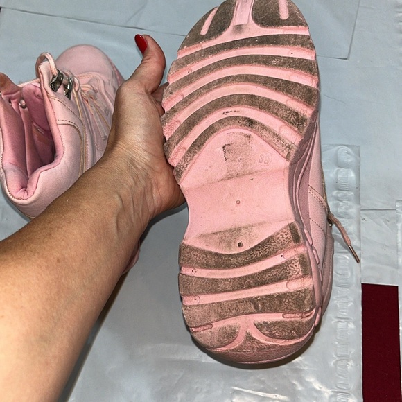 Pink Platform sneaker BOOTS eye hook lace up closure y2k coquette girl size 8.5 - Picture 11 of 12